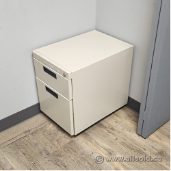 Beige 2 Drawer Rolling Pedestal Cabinet, Locking